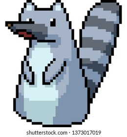 vector pixel art raccoon isolated cartoon