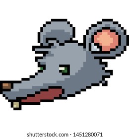 vector pixel art rat isolated cartoon