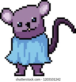 vector pixel art rat stand isolated cartoon