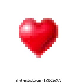 Vector pixel art red heart.