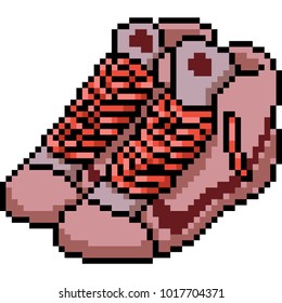 vector pixel art red shoes isolated