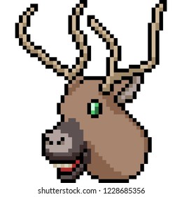 vector pixel art reindeer head isolated cartoon