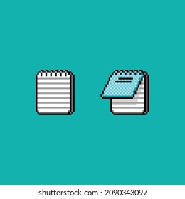 Vector pixel art retro computer text lined paper notebook icon 8 bit asset