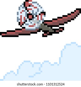 vector pixel art retro plane isolated cartoon