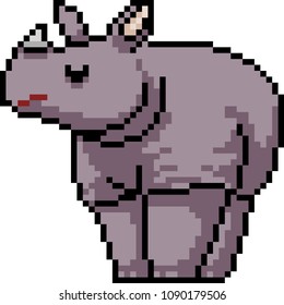 vector pixel art rhinoceros isolated cartoon