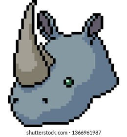 vector pixel art rhinoceros isolated cartoon