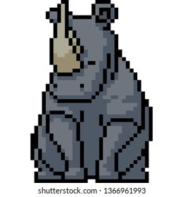 vector pixel art rhinoceros isolated cartoon