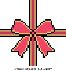 vector pixel art ribbon isolated