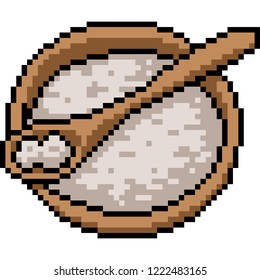 vector pixel art rice bowl isolated cartoon