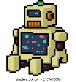 vector pixel art robot toy isolated cartoon
