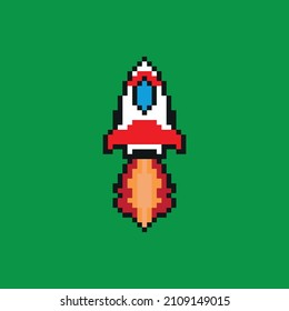 vector pixel art rocket launch