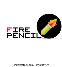 vector pixel art rocket pencil with fire tale. concept of creative lifestyle