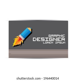 vector pixel art rocket pencil with fire tale. concept of creative lifestyle