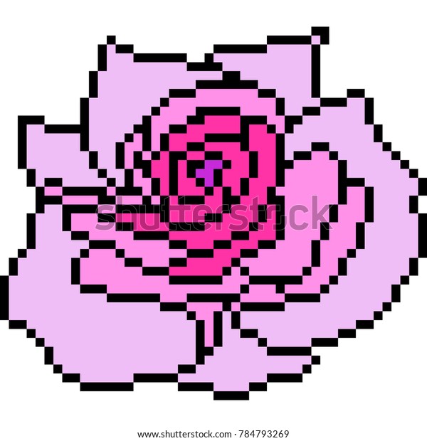 Vector Pixel Art Rose Purple Isolated Stock Vector (Royalty Free) 784793269