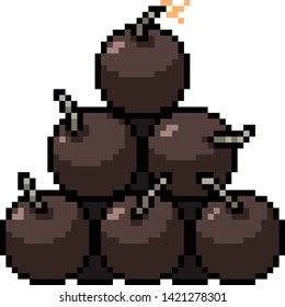 vector pixel art round bomb isolated cartoon