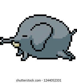 vector pixel art round elephant isolated cartoon