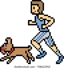 vector pixel art running sport isolated