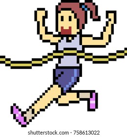 vector pixel art running sport isolated