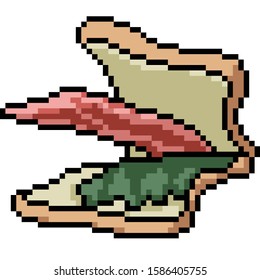 vector pixel art sandwich isolated cartoon