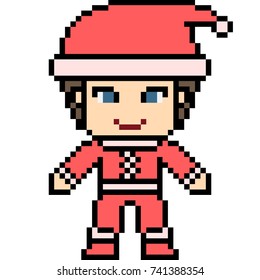 vector pixel art santa boy isolated