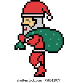 vector pixel art santa claus isolated