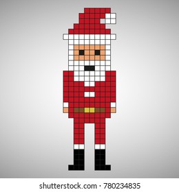 Vector pixel art with Santa Claus.
