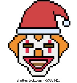 vector pixel art santa clown isolated