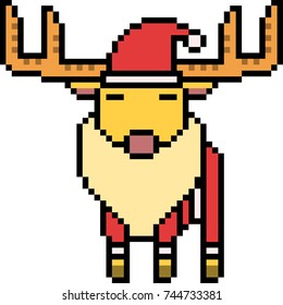 vector pixel art santa deer isolated