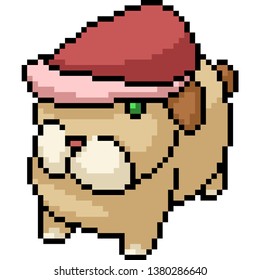 vector pixel art santa pup isolated cartoon