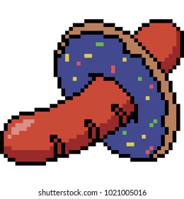 vector pixel art sausage donut isolated