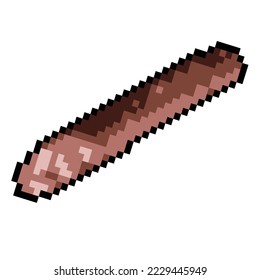 vector pixel art sausage set isolated cartoon. Salami Item for game or graphic design.