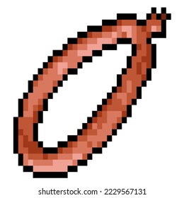 vector pixel art sausage set isolated cartoon. Salami Item for game or graphic design.