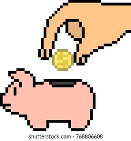 vector pixel art save money isolated