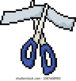 vector pixel art scissor cut isolated cartoon