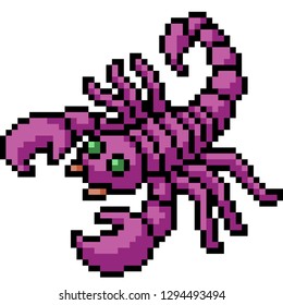 vector pixel art scorpion isolated cartoon