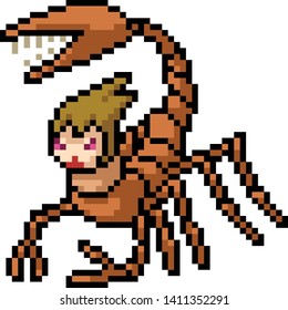 vector pixel art scorpion monster isolated cartoon