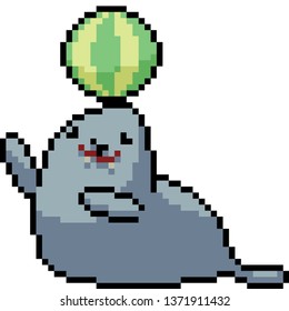 vector pixel art sea lion isolated cartoon