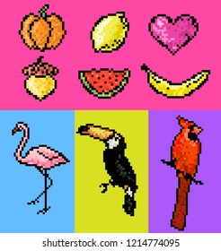 Vector pixel art set