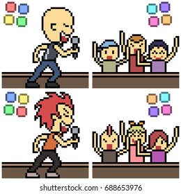 vector pixel art set concert isolated