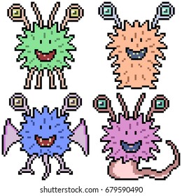 vector pixel art set monster isolated