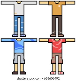 vector pixel art set wear isolated