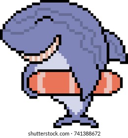 vector pixel art shark isolated