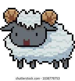 vector pixel art sheep isolated cartoon