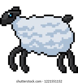 vector pixel art sheep isolated cartoon