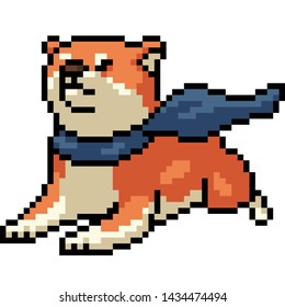 vector pixel art shiba dog isolated cartoon