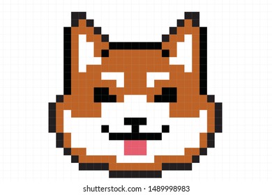 vector pixel art shiba dog