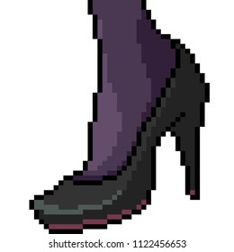 vector pixel art shoe high heel isolated cartoon