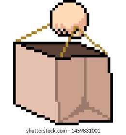 vector pixel art shopping bag isolated cartoon