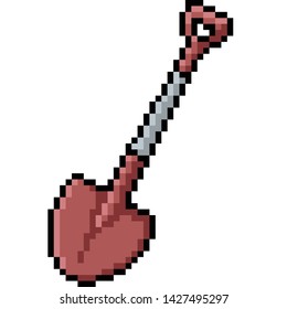 vector pixel art shovel isolated cartoon