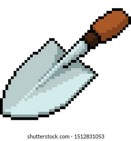 vector pixel art shovel isolated cartoon